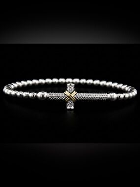 NWOT LAGOS Signature Caviar Cross Bead Stretch Bracelet